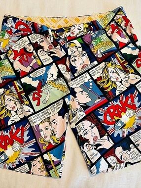 Loudmouth Golf Crak! Comic Strip Golf Shorts, Black & Red Sz 40